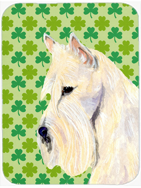 Scottish Terrier St. Patricks Day Shamrock Portrait Glass Cutting Board - Large