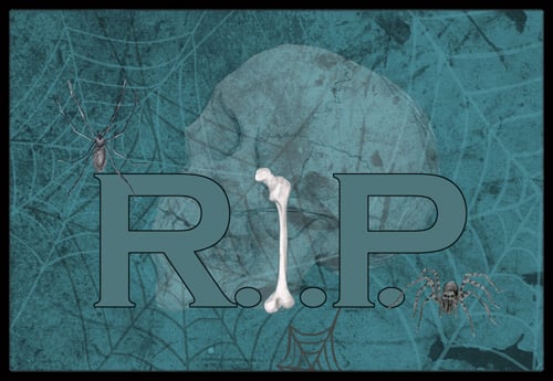 RIP Rest in Peace with Spider Web Halloween Indoor Or Outdoor Doormat