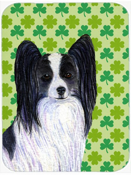 Papillon St. Patricks Day Shamrock Portrait Glass Cutting Board- Large