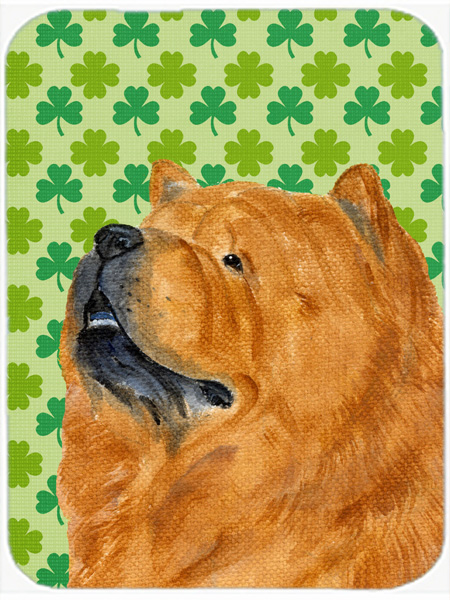 Chow Chow St. Patricks Day Shamrock Portrait Glass Cutting Board- Large