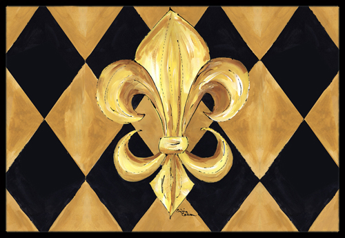 Picture of Carolines Treasures 8125-JMAT Black & Gold Fleur De Lis New Orleans Indoor Or Outdoor Doormat- 24 x 36 in.