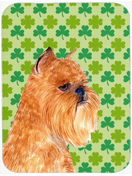 Brussels Griffon St. Patricks Day Shamrock Portrait Glass Cutting Board- Large