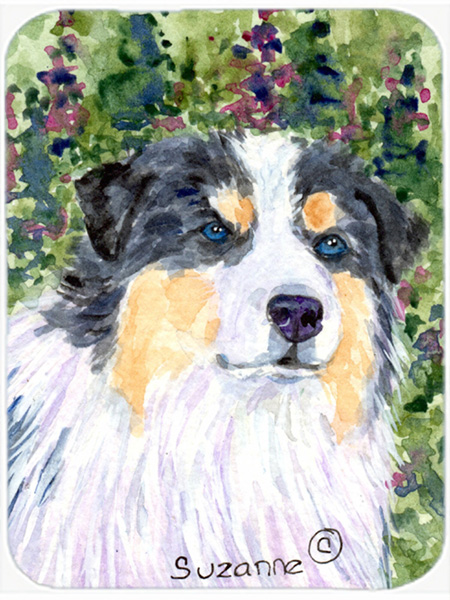 Australian Shepherd Glass Cutting Board- Large