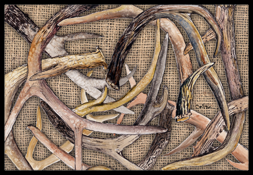 Deer Horns Indoor Or Outdoor Doormat- 24 x 36 in.