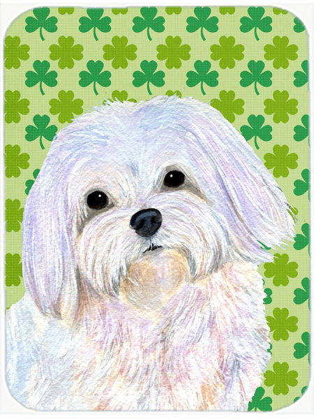 Maltese St. Patricks Day Shamrock Portrait Glass Cutting Board- Large