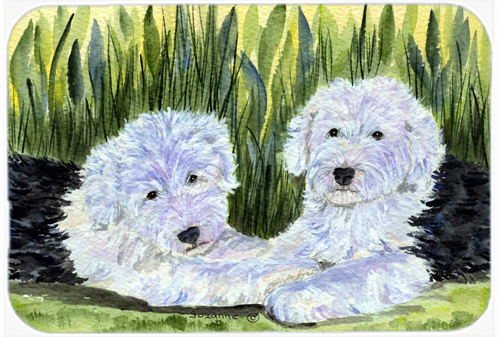 SS8282LCB Old English Sheepdog Glass Cutting Board- Large