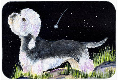 Starry Night Dandie Dinmont Terrier Glass Cutting Board- Large