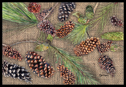 Pine Cones Indoor Or Outdoor Doormat, 24 x 36 in.