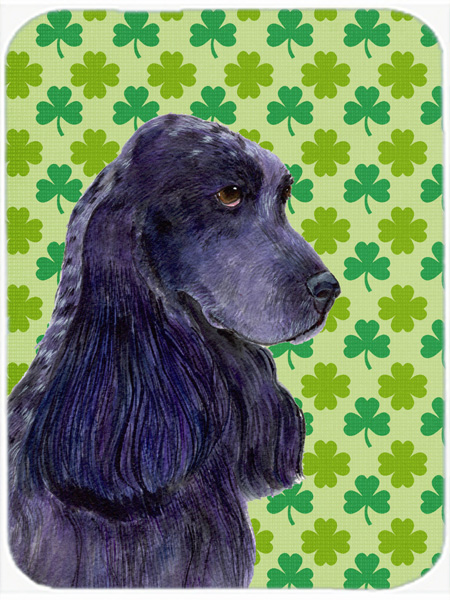 Cocker Spaniel St. Patricks Day Shamrock Portrait Glass Cutting Board- Large