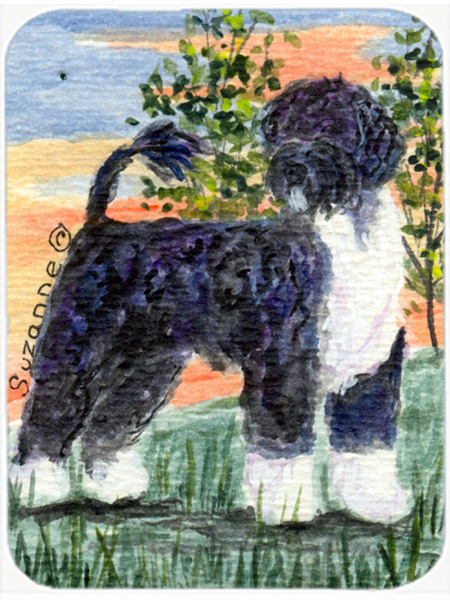 Portuguese Water Dog Glass Cutting Board- Large