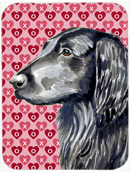 Flat Coated Retriever Hearts Love & Valentines Day Glass Cutting Board- Large