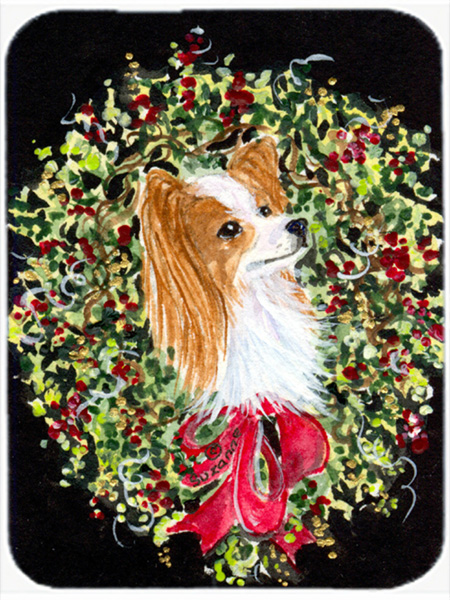 Christmas Wreath Papillon Glass Cutting Board- Large