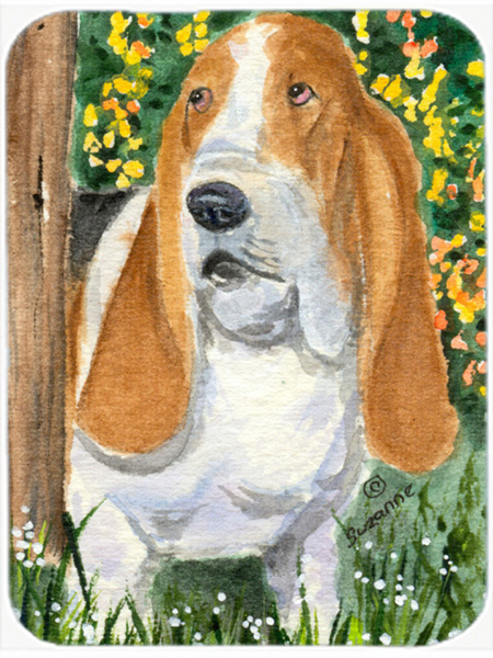 Basset Hound Glass Cutting Board- Large