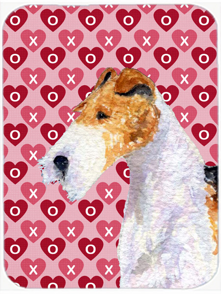 Fox Terrier Hearts Love & Valentines Day Portrait Glass Cutting Board- Large