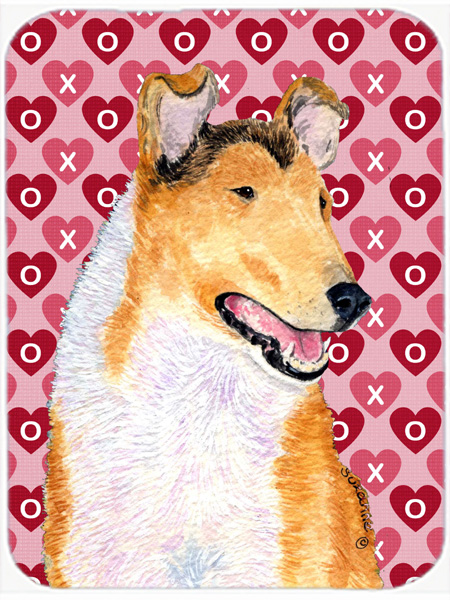 Collie Smooth Hearts Love & Valentines Day Glass Cutting Board- Large
