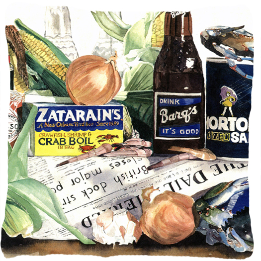 Barqs- Crabs- & Spices Decorative Indoor & Outdoor Fabric Pillow