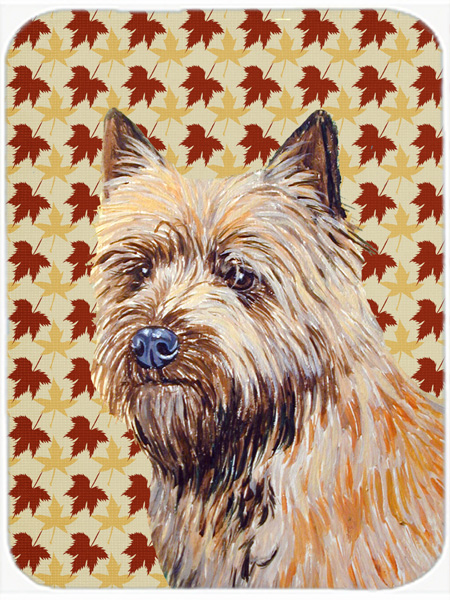 Cairn Terrier Fall Leaves Portrait Glass Cutting Board- Large