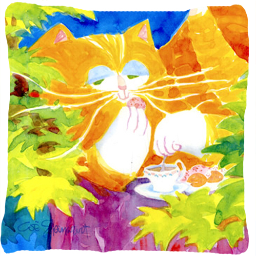 Cat Tea Time Decorative Indoor & Outdoor Fabric Pillow