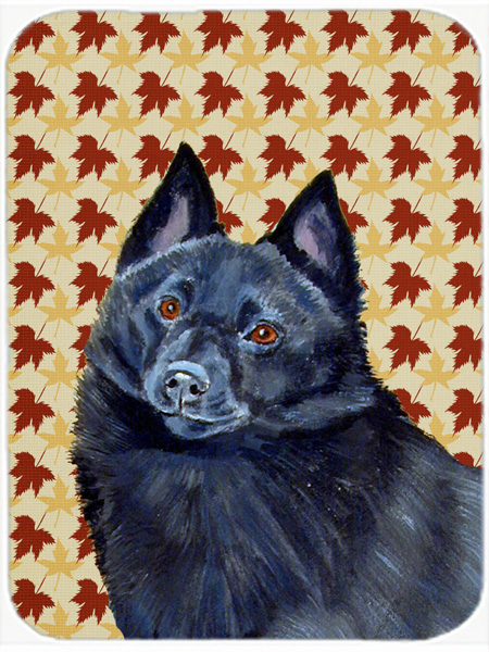 Schipperke Fall Leaves Portrait Glass Cutting Board- Large