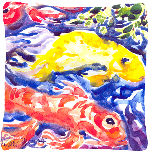 Fish - Koi In The Pond Decorative Indoor & Outdoor Fabric Pillow