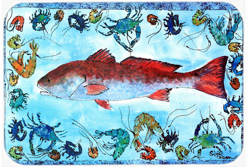 Picture of Carolines Treasures 8087LCB 15 x 12 in. Fish Red Fish Glass Cutting Board - Large