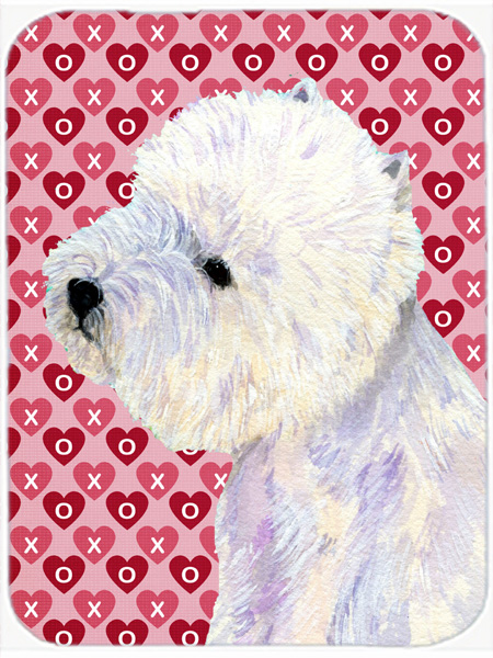 Westie Hearts Love Valentines Day Glass Cutting Board - Large