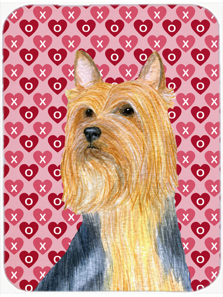 Silky Terrier Hearts Love and Valentines Day Glass Cutting Board - Large