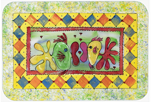 Picture of Carolines Treasures 8074LCB 15 x 12 in. Fish Kissing Fish Glass Cutting Board - Large