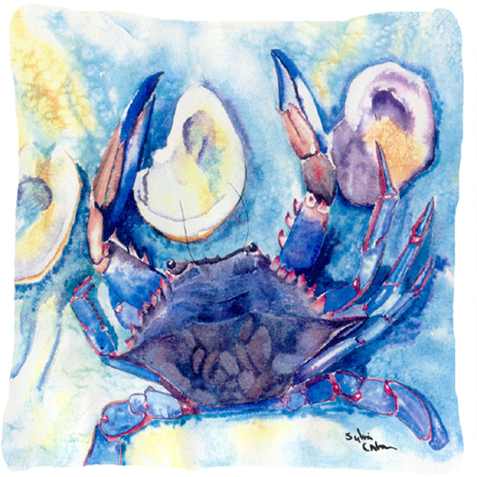 Crab Decorative Fabric Pillow 14 x 14 in.