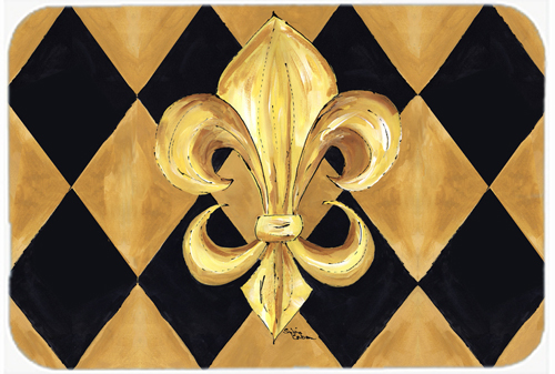 Picture of Carolines Treasures 8125LCB 15 x 12 in. Black and Gold Fleur de lis New Orleans Glass Cutting Board - Large