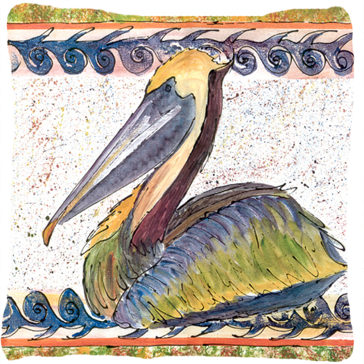 14 x 14 in. Bird - Pelican Decorative Fabric Pillow