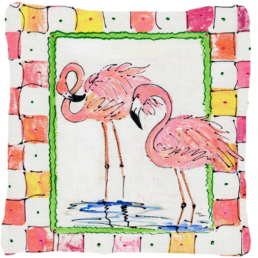 14 x 14 in. Bird - Flamingo Decorative Fabric Pillow