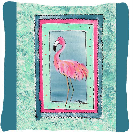 14 x 14 in. Bird - Flamingo Decorative Fabric Pillow