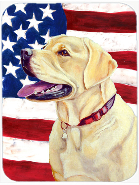 USA American Flag with Labrador Glass Cutting Board - Large