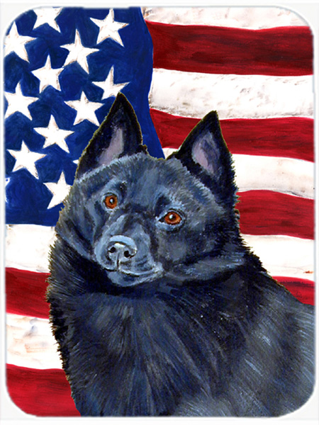 USA American Flag with Schipperke Glass Cutting Board - Large