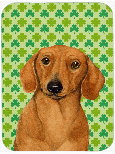 Dachshund St. Patricks Day Shamrock Portrait Glass Cutting Board - Large