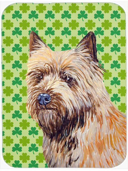 Cairn Terrier St. Patricks Day Shamrock Portrait Glass Cutting Board - Large