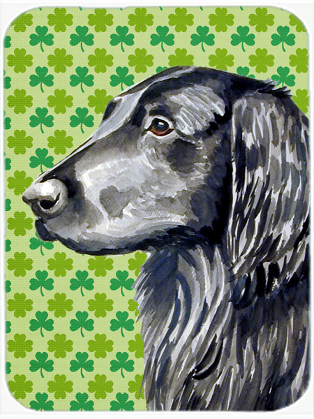 Flat Coated Retriever St. Patricks Day Shamrock Glass Cutting Board - Large