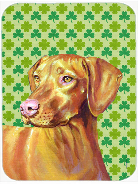 Vizsla St. Patricks Day Shamrock Portrait Glass Cutting Board - Large