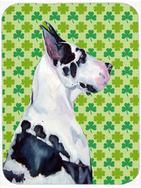 Great Dane St. Patricks Day Shamrock Portrait Glass Cutting Board - Large
