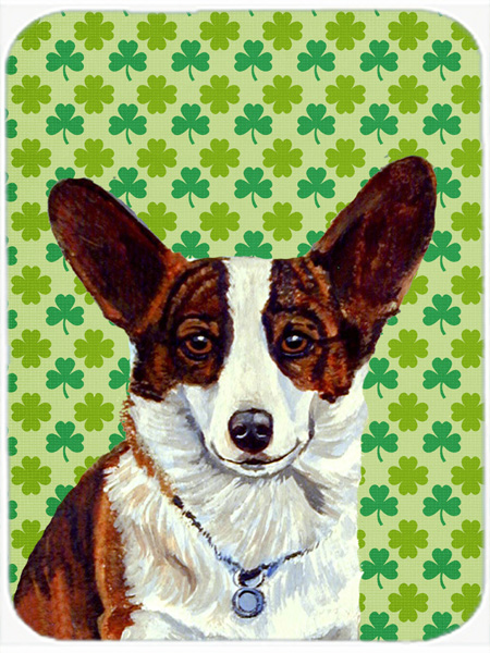 Corgi St. Patricks Day Shamrock Portrait Glass Cutting Board - Large
