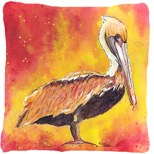 Bird - Pelican Decorative Fabric Pillow 14 x 14 in.