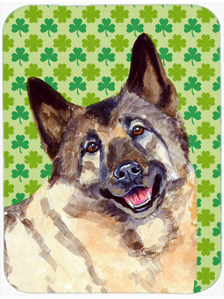Norwegian Elkhound St. Patricks Day Shamrock Glass Cutting Board - Large