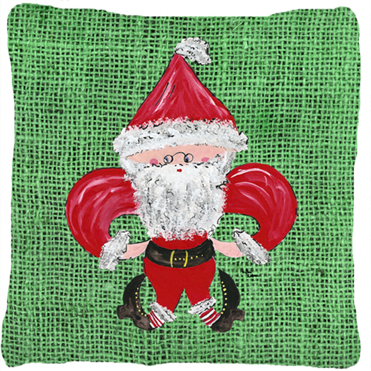 Christmas Santa Fleur de lis Decorative Fabric Pillow