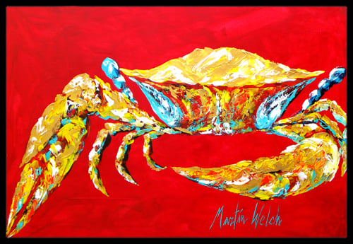 Crab Blue on Red- Sr. Indoor Or Outdoor Doormat