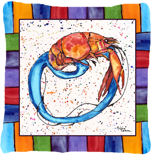 Beach and Seafood Decorative Fabric Pillow 14 x 14 in.