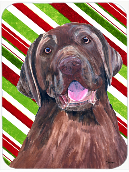 Picture of Carolines Treasures SC9344LCB 15 x 12 in. Labrador Candy Cane Holiday Christmas Glass Cutting Board - Large