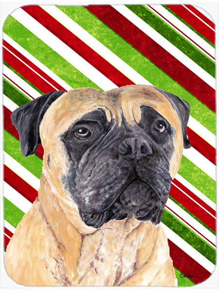 Mastiff Candy Cane Holiday Christmas Glass Cutting Board - Large