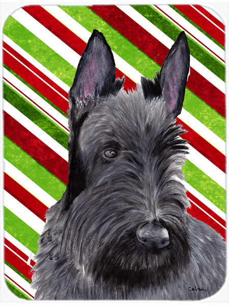 Scottish Terrier Candy Cane Holiday Christmas Glass Cutting Board - Large