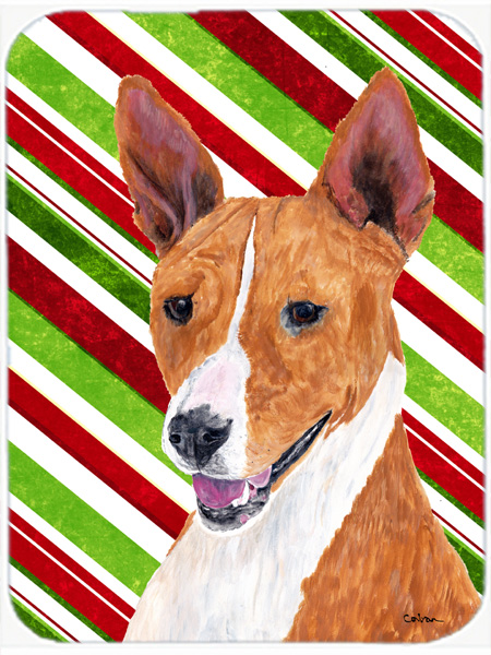 Basenji Candy Cane Holiday Christmas Glass Cutting Board - Large